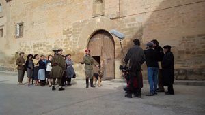 Set de rodaje con la llegada de las presas a la cárcel