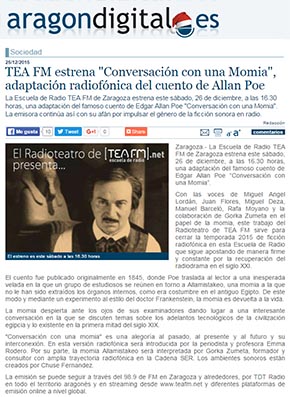 TEA FM estrena 'Conversación con una momia', adaptación radiofónica del cuento de Allan Poe