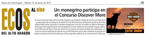 Una monegrina participa en el Concurso Discover More