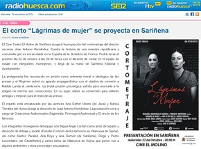 El cortometraje 'Lágrimas de mujer' en Sariñena