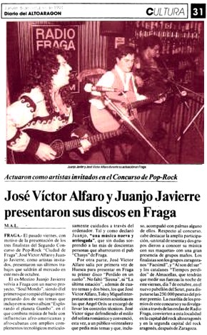 José Víctor Alfaro y Juanjo Javierre presentaron sus discos en Fraga